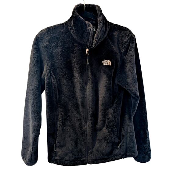 The North Face Black Fuzzy Full Zip Fleece Jacket Women’s Medium Soft High Pile - Picture 1 of 6